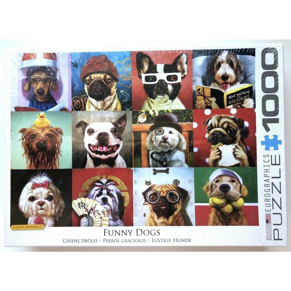 NEW Sealed EuroGraphics Funny Dogs by Lucia Heffernan 1000-Piece Puzzle